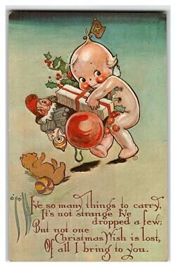 Vintage Rose O'Neill Kewpie Christmas Postcard - Henry McGraw Cute Cherub